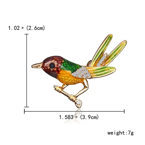 Модные Винтажные разноцветные стразы ручной работы в виде животных, летающих птиц, цветов, кристаллов, золотого цвета, брошь на булавке для женщин, ювелирное изделие, подарок - Окраска металла: Colorful