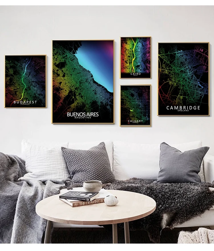 

Bangkok Bangkok Barry Beijing Belfast Belgrade Rainbow City Map Art Canvas Poster Prints Home Wall Decor