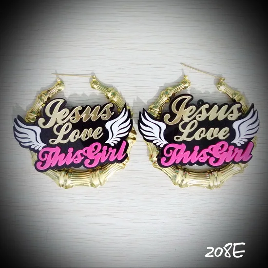208e Jazz Cool Fashion Jszus Love This Customized Name 208e Jazz Cool Fashion Jszus Love This Customized Name Bamboo Acrylic Earrings In Stud From Jewelry Accessories On Aliexpress