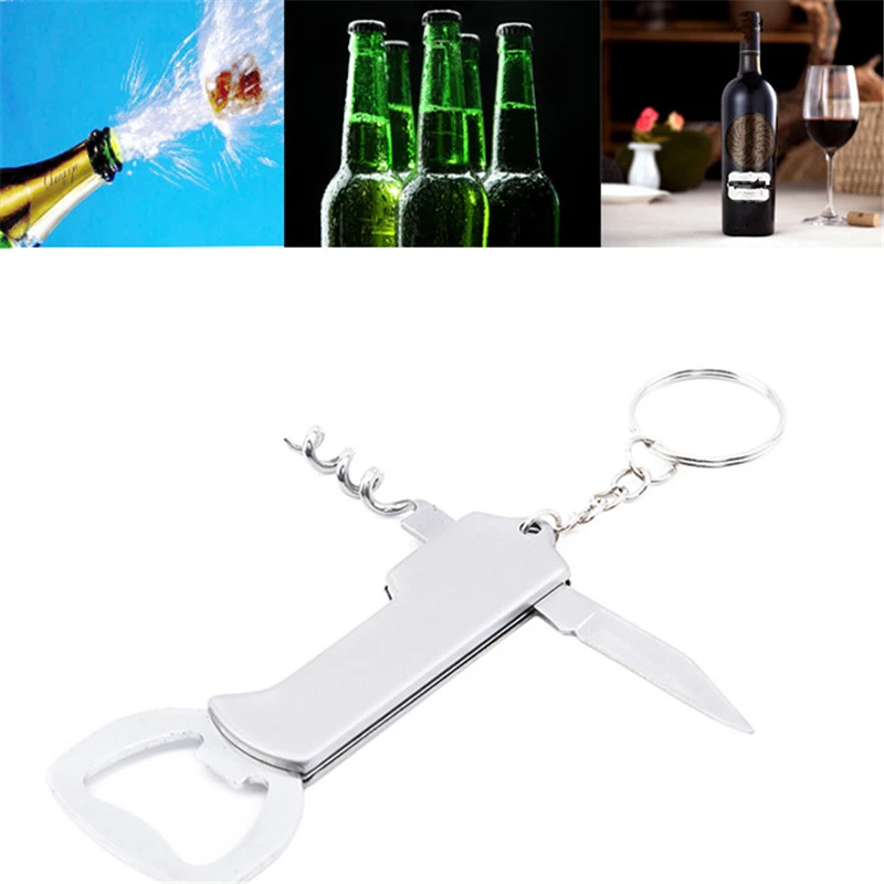 

Multifunctional Stainless Steel Can Opener Creative Keychain Bottle Opener Manual Food Travel Kitchen/Bar Tools Accessories