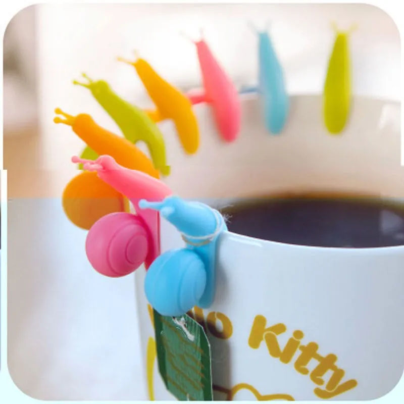 

6Pcs/Set Random Color Cute Snail Shape Silicone Tea Bag Clips Holder Tableware Tea Pot Decoration Drinkware