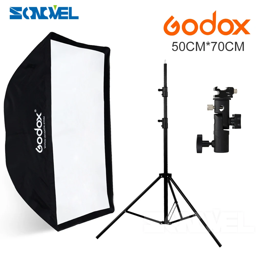 Best Offer of  Godox 50x70cm umbrella softbox +hot shoe bracket+190cm light stand kit for Speedlite Flash