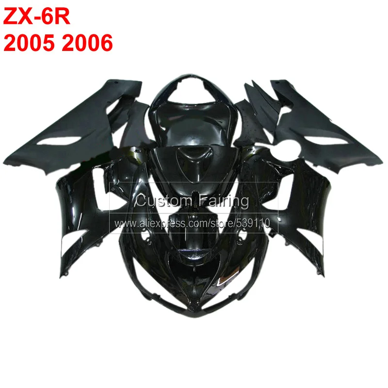 Комплект обтекателей для мотоцикла Kawasaki zx6r zx 6r Ninja 2005 2006 05 06 полностью черные