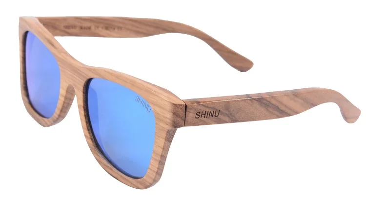 Природа Зебра деревянные солнцезащитные очки поляризованные синий зеркальное покрытие объектива Солнцезащитные очки Для женщин женские очки с антибликовым покрытием моды оттенок - Цвет линз: sky blue