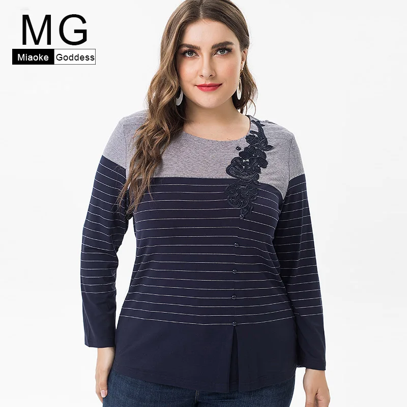 

MG 2019 Plus Size womens cotton T-shirts and tops fashion clothing high quality ladies streetwear embroidery tops blouses