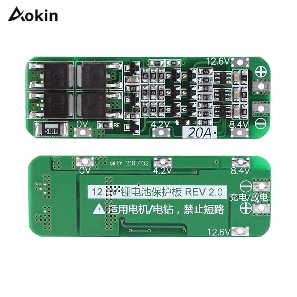 3S 20A литий-ионная литиевая батарея 18650 зарядное устройство батарея плата защиты BMS 12,6 V сотовый зарядный защитный модуль diy комплект