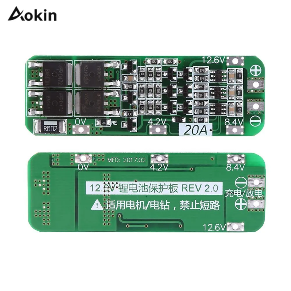 Защитная плата 3S 20A для литий ионных аккумуляторов 18650 PCB BMS 12 6 В защитный модуль