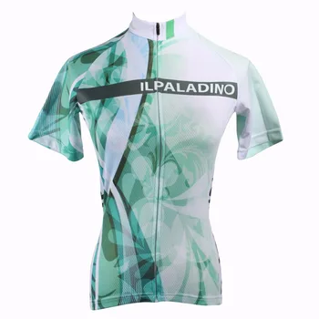 

ILPALADINO Women's Cycling Jersey Short Sleeve Green Flower MTB Road Bicycle Sports Clothes Ropa Ciclismo Maillot
