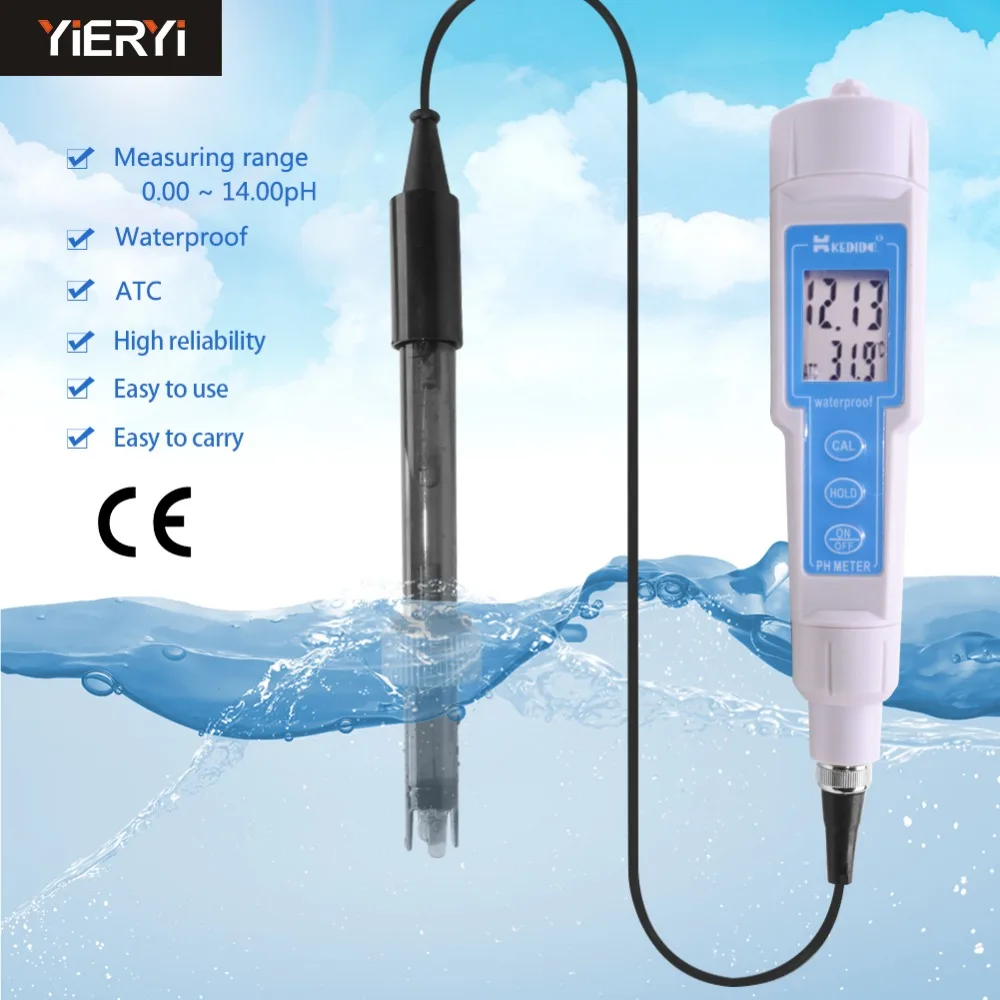 

yieryi Hot High Precision Portable Digital pH Meter Waterproof Water Pen Type ATC pH Tester