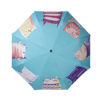 

2018 Folding Umbrella Rain Woman Parasol Female Hand-painted Man Umbrellas Black Coating Anti-UV Woman's Umbrellas Paraguas
