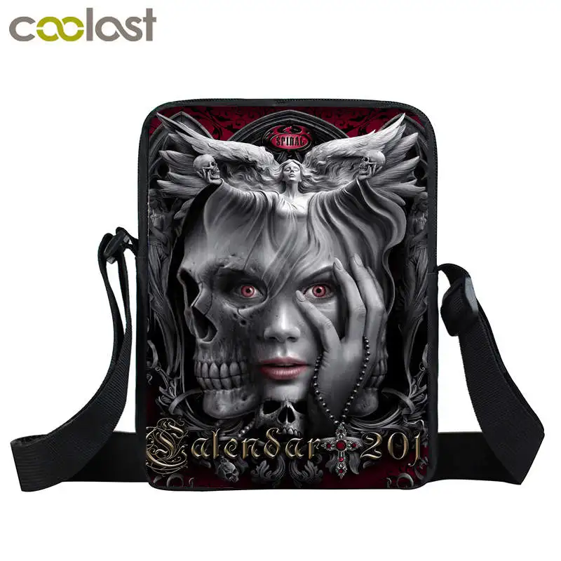 الظلام القوطية فتاة البسيطة الجمجمة Crossbody أكياس للرجال فاسق النساء الاطفال الصخرة حقائب الشاطئ الفتيان الفتيات حقيبة كتف المحمولة الورك هوب...