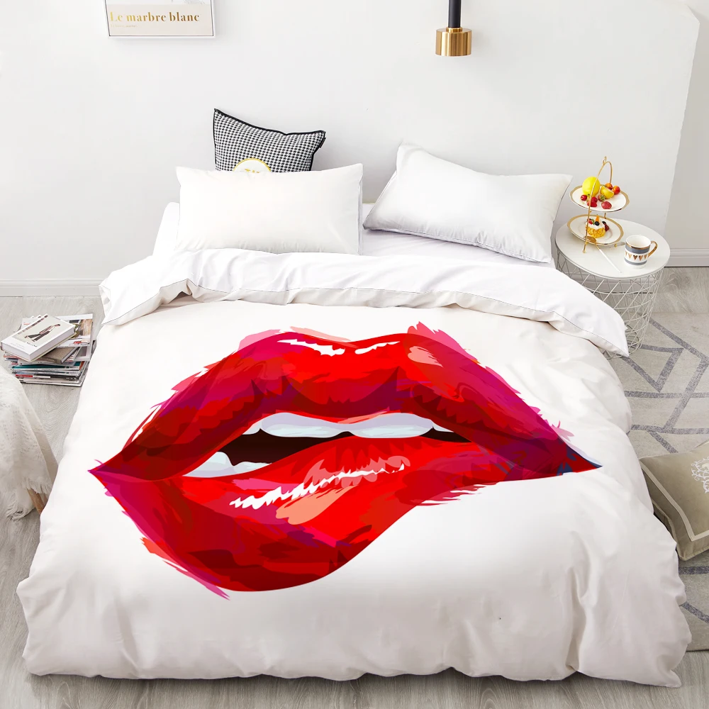 

3D HD Digital Printing Custom Duvet Cover,Comforter/Quilt/Blanket case Queen King Bedding 200x200,Bedclothes Sexy red lips