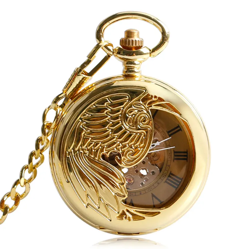 Automatic Mechanical Pocket Watch Golden Roman Self Winding Numerals