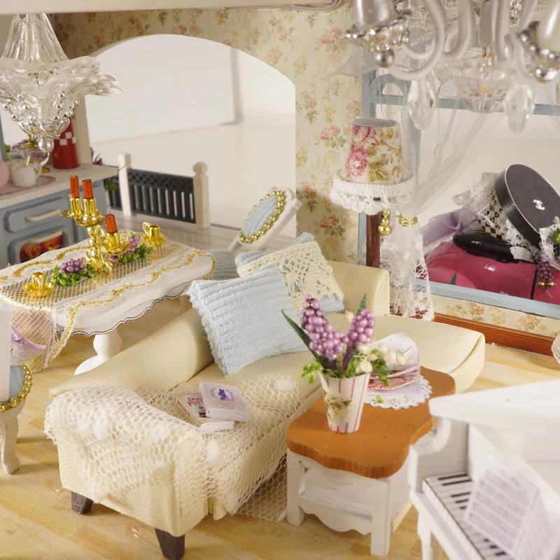 A032 3D большой деревянный кукольный дом Miniatura мебель деревянные куклы Свет кукольная миниатюрные домики игрушки подарки игрушечные дома