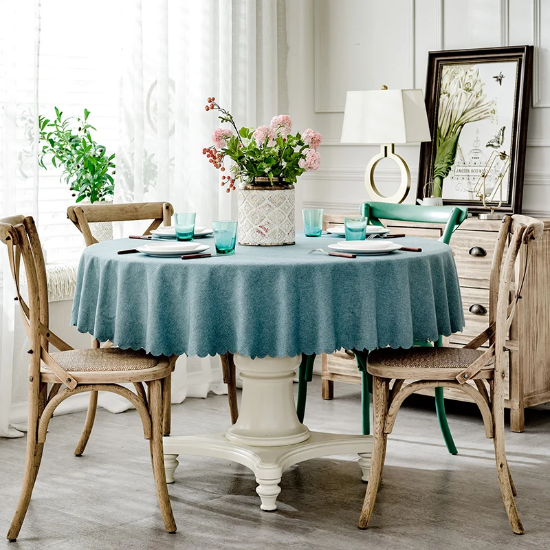  RZCortinas Table Cover Round Wedding Party Hotel Table Cloth Cotton Linen Nordic Solid Tablecloths 