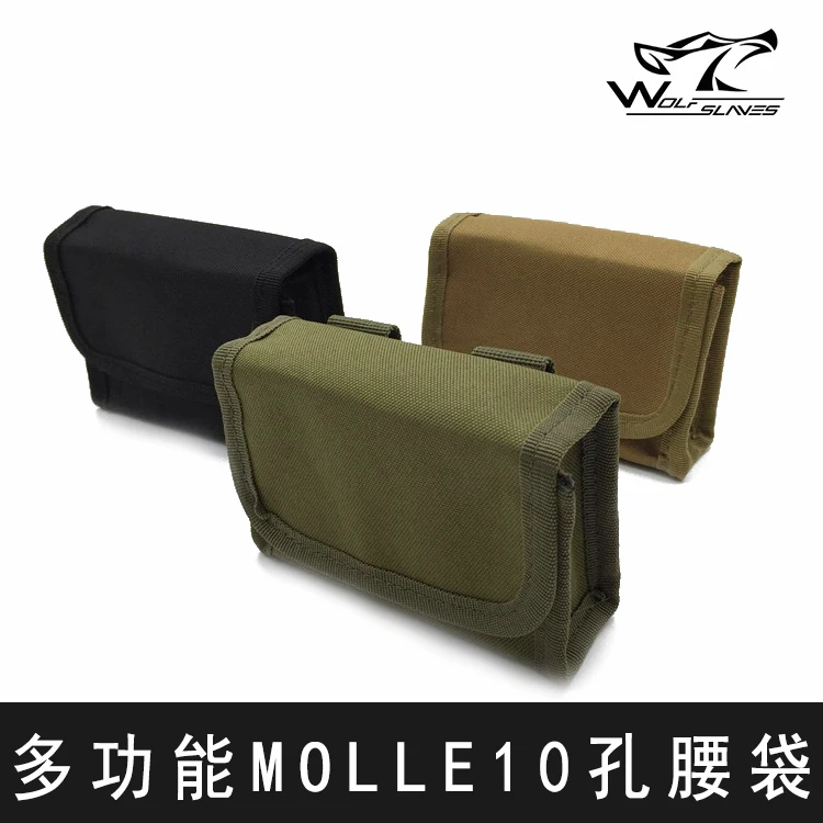 Molle Bullet Pouch 10 отверстий журнал разбросанные сумки охотничьи принадлежности многофункциональная тактическая поясная посылка армейские аксессуары