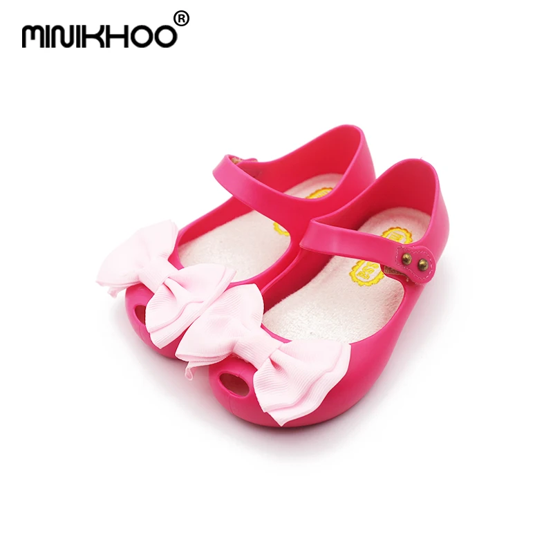 Мини Мелисса мини сандалии для девочек 2018 детские сандалии бабочка узел 3 цвета сандалии мультфильм принцесса обувь прозрачная обувь