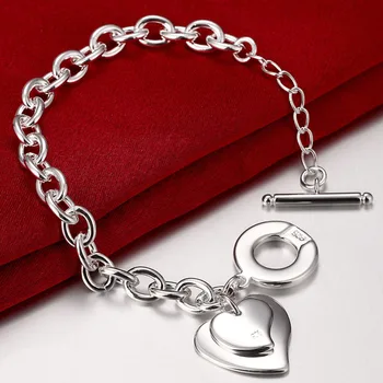 

Fashion Jewelry Silver Chain Bracelet 925 Sterling Silver Heart Card Charm Bracelet for Women Birthday Gift Top Quality