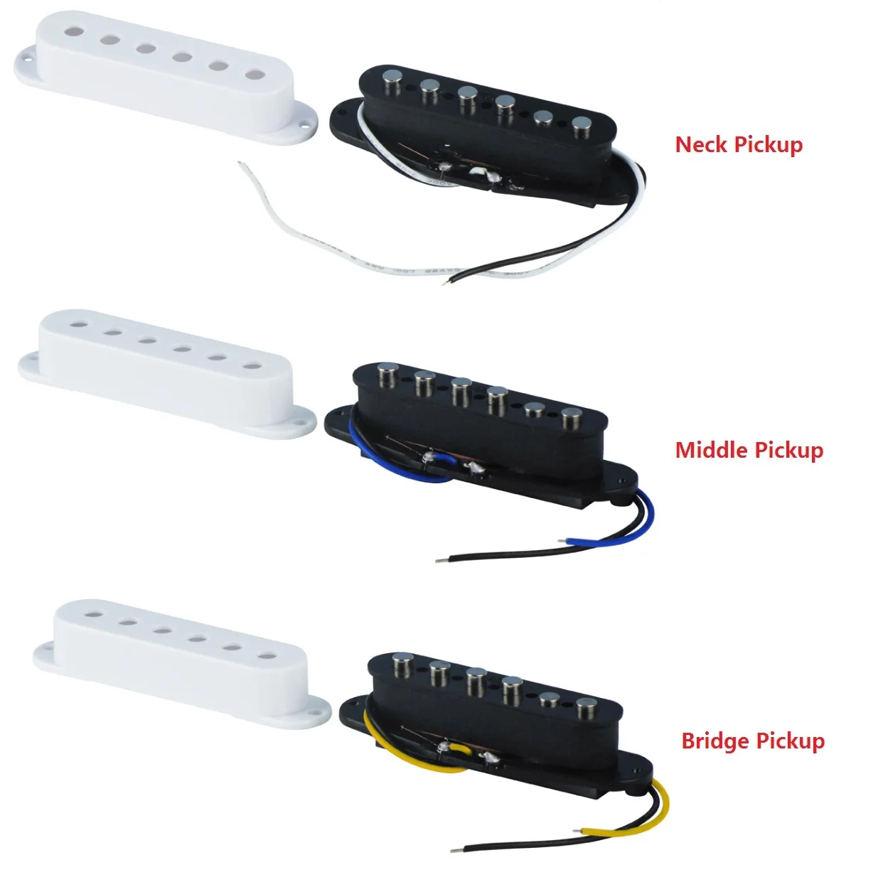 Новинка; 1 шт. в шахматном порядке для электрогитары сингл катушка звукосниматель шеи/средний/гитарный звукосниматель Керамика магнит, черный/белый/желтый на выбор