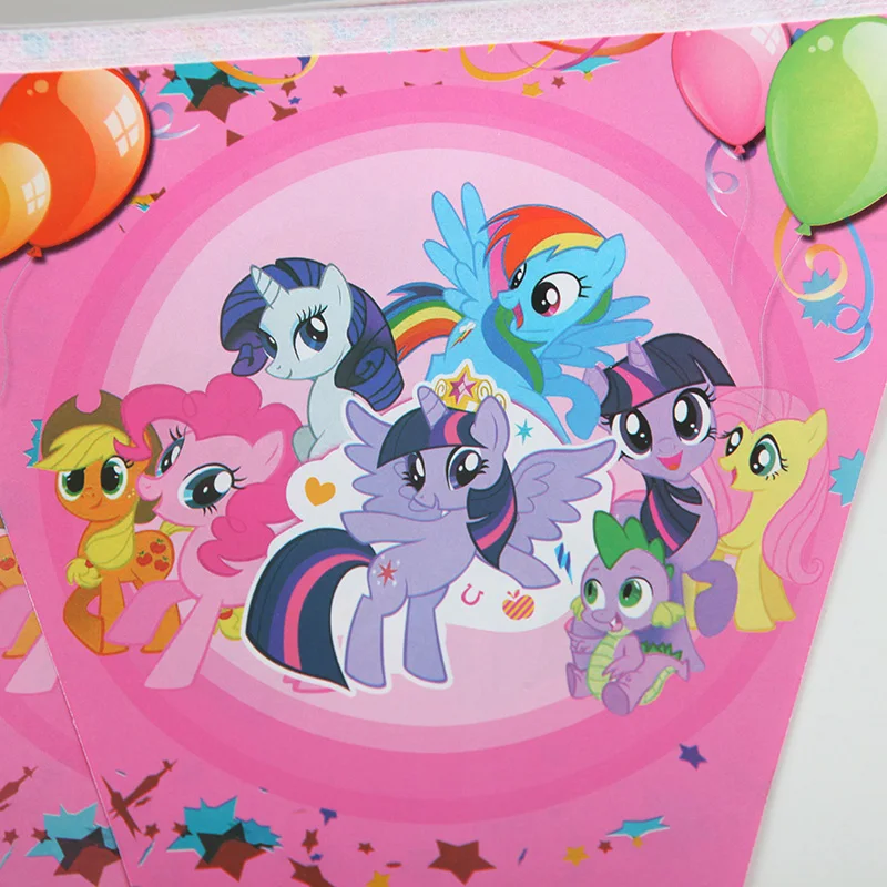 10 флагов/упаковка, 2,5 м, вечерние флаги My Little Pony, детские товары для дня рождения, Вымпел, баннеры, флажки, украшение для рождественской вечеринки