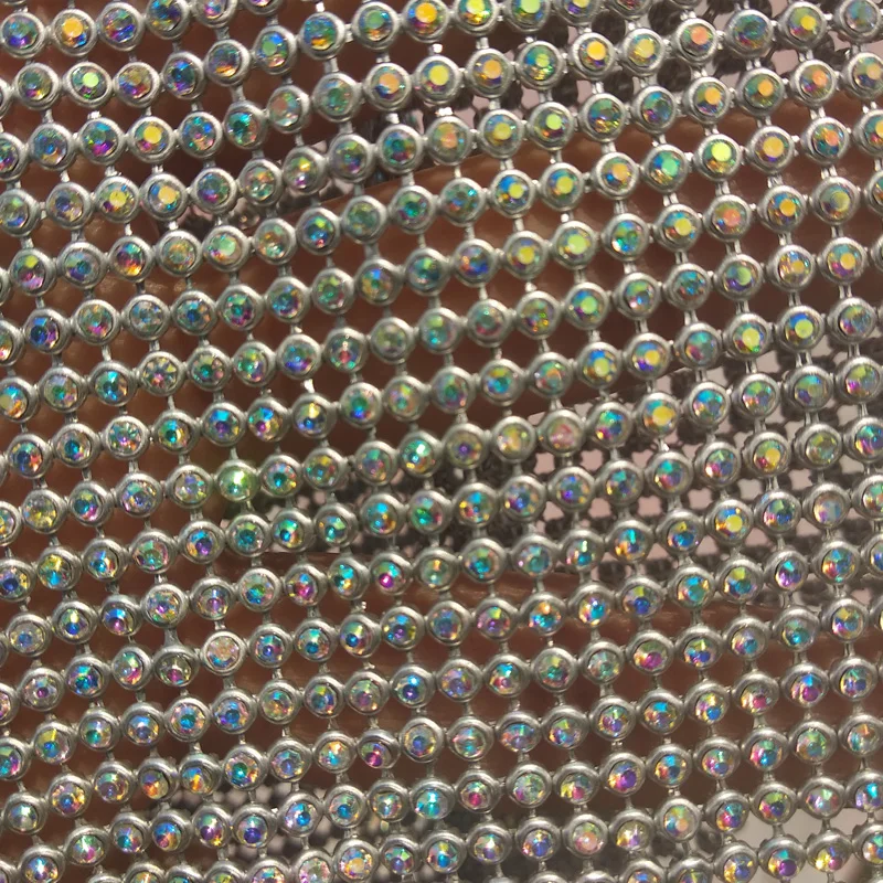 

120cm*45cm AB Rhinestone metallic cloth Crystal metal mesh sequin kendal dress Rolls fabric Cosplay apparel curtains Bags Shoe