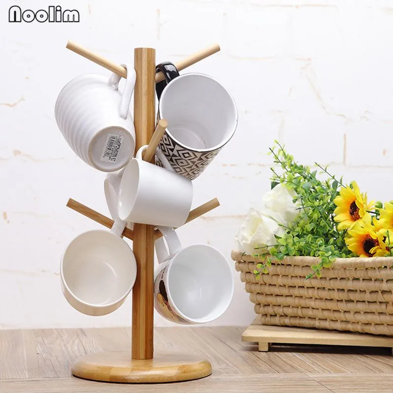Cup Storage Rack Tree Shape Wood Coffee Tea Cup Holder
