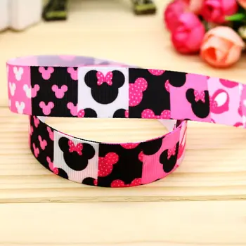 

7/8'' Free shipping minnie printed grosgrain ribbon hairbow headwear party decoration diy wholesale OEM 22mm P5569