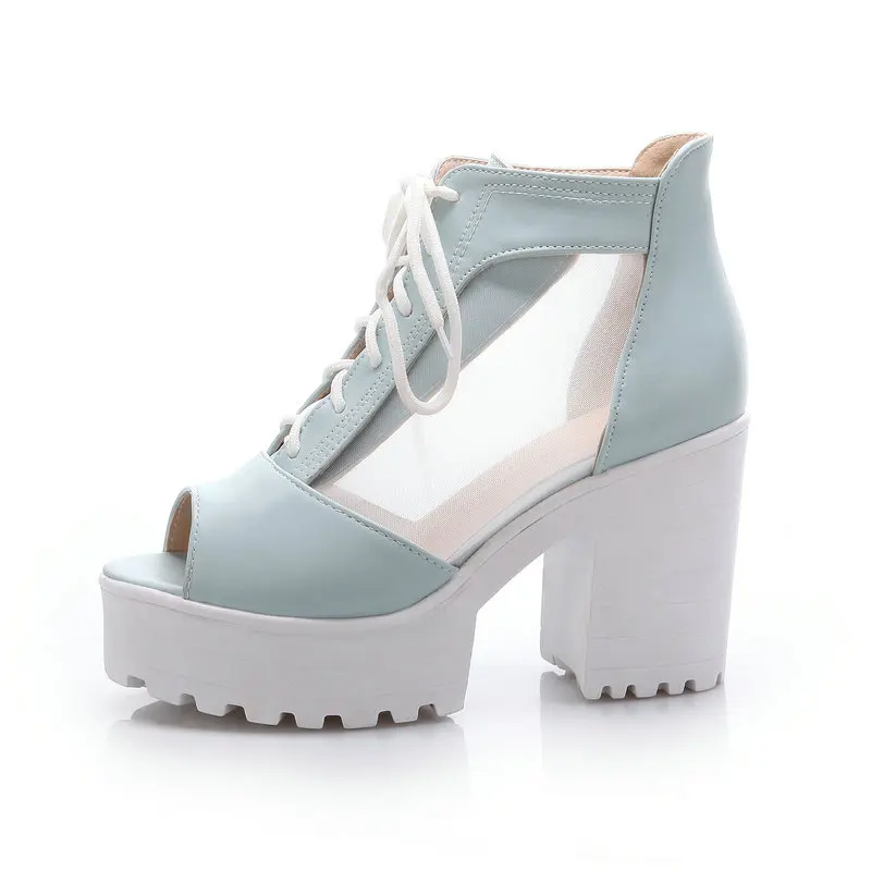 

Dropshipping 2018 New Style High Heels Women Sandals Open Toe Sandals Female Platform Summer Thick Heel Shoes Plus Size