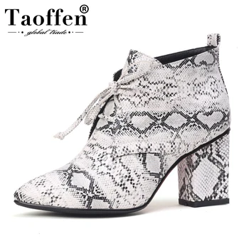 

Taoffen Women High Heel Shoes Cross Strap Basic Pumps Thick Heel Office Lady Shoes Women Fashion Dress Footwear Size 34-42