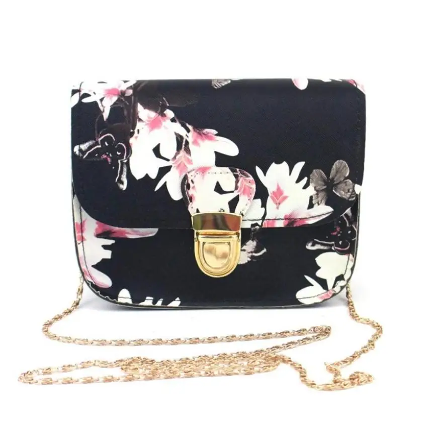

Top Brand Women Bags Luxury Design Small Satchel Female bag Flower Butterfly Printed PU Leather Shoulder Bag Retro Crossbody Bag