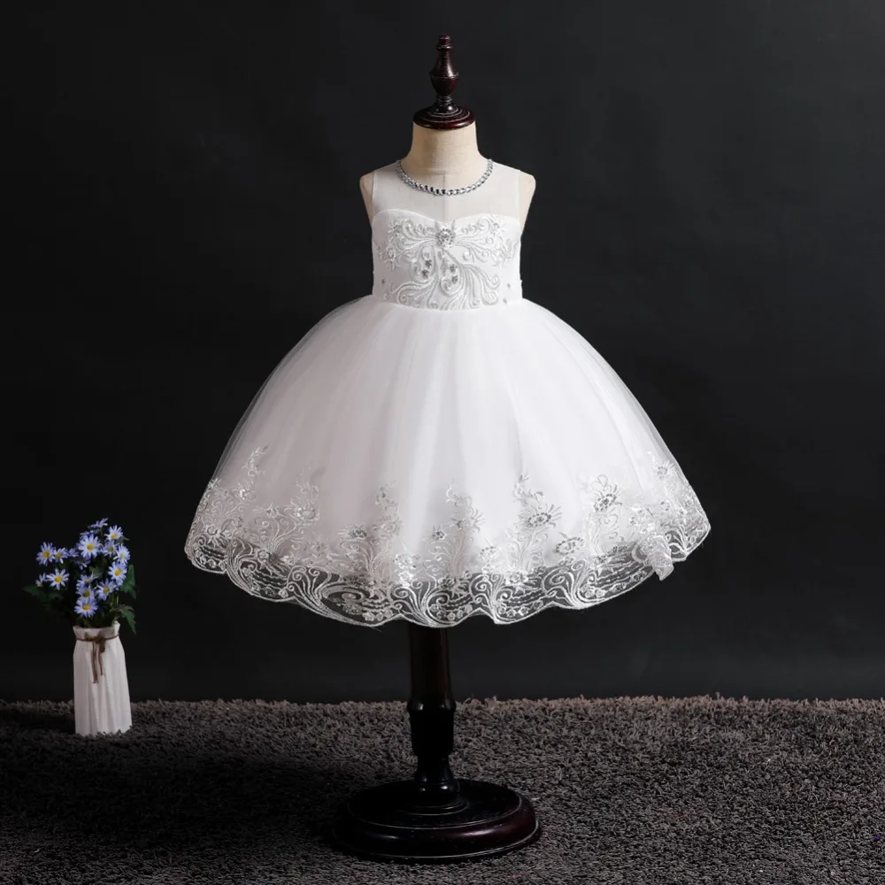 Cute Flower Baby Girl Dresses 2019 Tule Princess Dress Children Evening Clothing Sequins Kids Prom Gown For Girls Wedding Party (13)