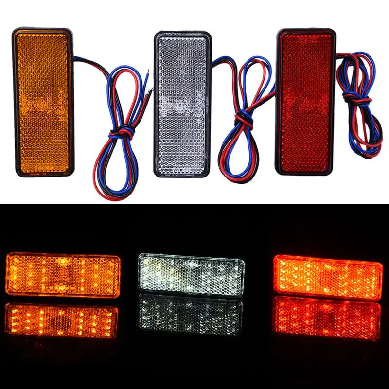 

Car Motorcycle 24SMD LED Tail Brake Turn Signal Light Lamp Square Reflector Motobike LED Lights Red White Yellow 12V