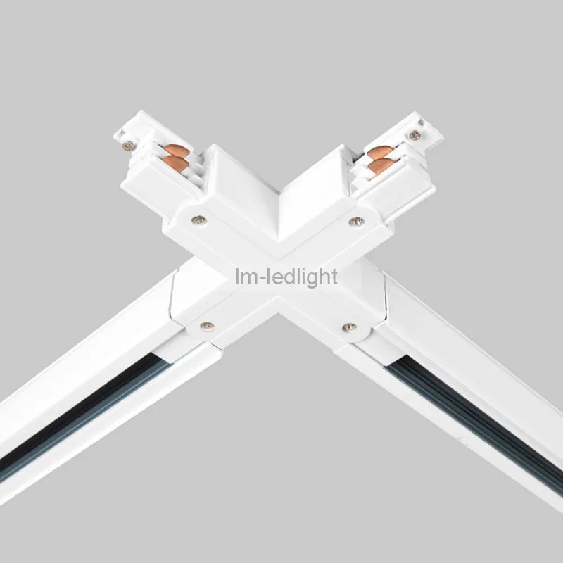 

LED Track rail connector 4 wire 3 phase X connector - white and black universal track lighting rail connector free ship 10pcs
