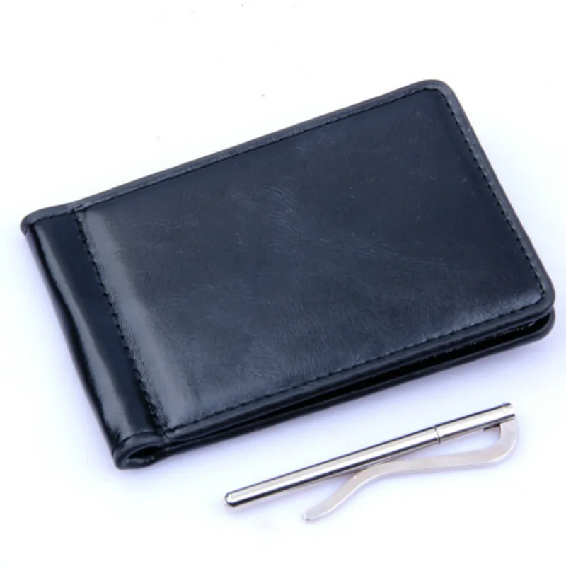 

2018 Fashion Solid Pu Leather Men Metal Money Clip Wallet Coin Zipper Purses with Designer Cash Holder Card Cases Billfolds Bag