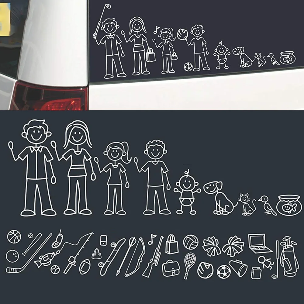 

Vinyl Sticker DIY STICK FIGURE FAMILY Our Family Personalised Sticker xr-543