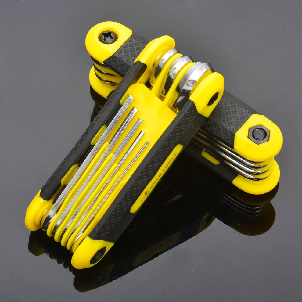 

free shipping 8 in one folding allen key wrench chromium vanadium alloy steel socket head spanner set mperial 1/4 to 5/32 inch