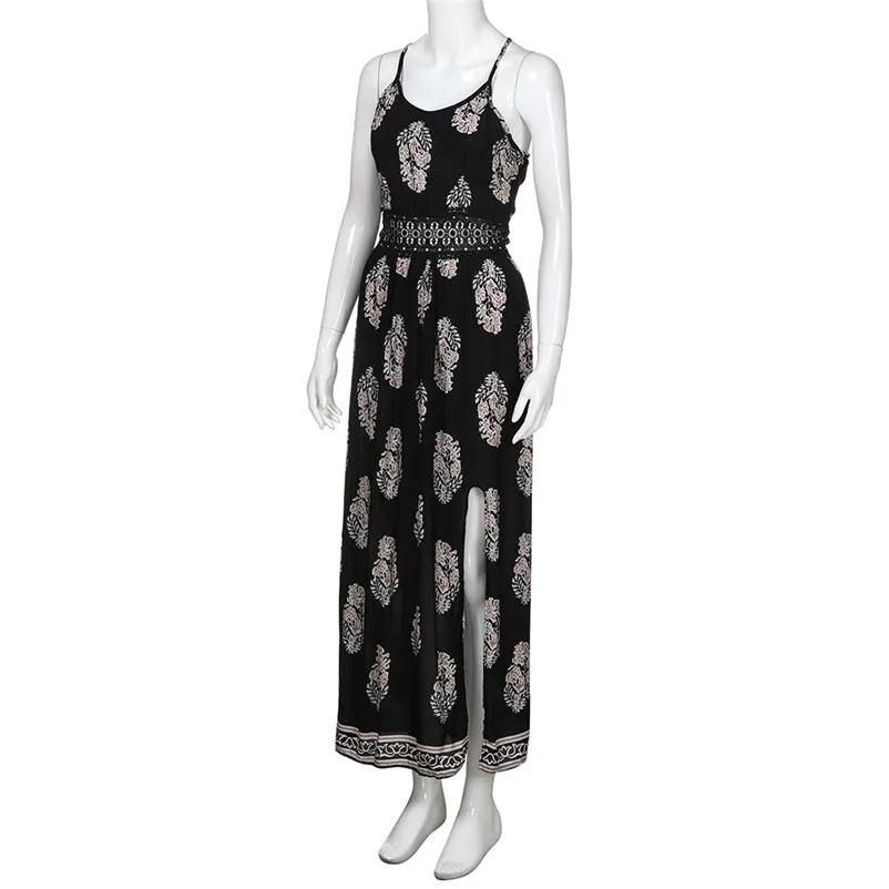 HOT summer dress 2018 beach dress Womens Feather Long Boho Hollow Dress Lady Beach Summer Sundrss Maxi Dress elbise J19#N (6)