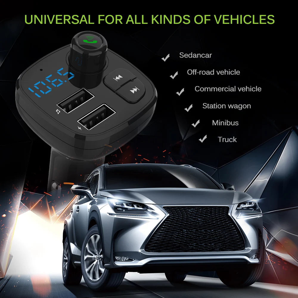 3.1A Быстрая зарядка FM передатчик Bluetooth Беспроводной Handsfree Car комплект автомобильный аудио MP3 плеер двойной зарядное устройство usb Поддержка TF карты