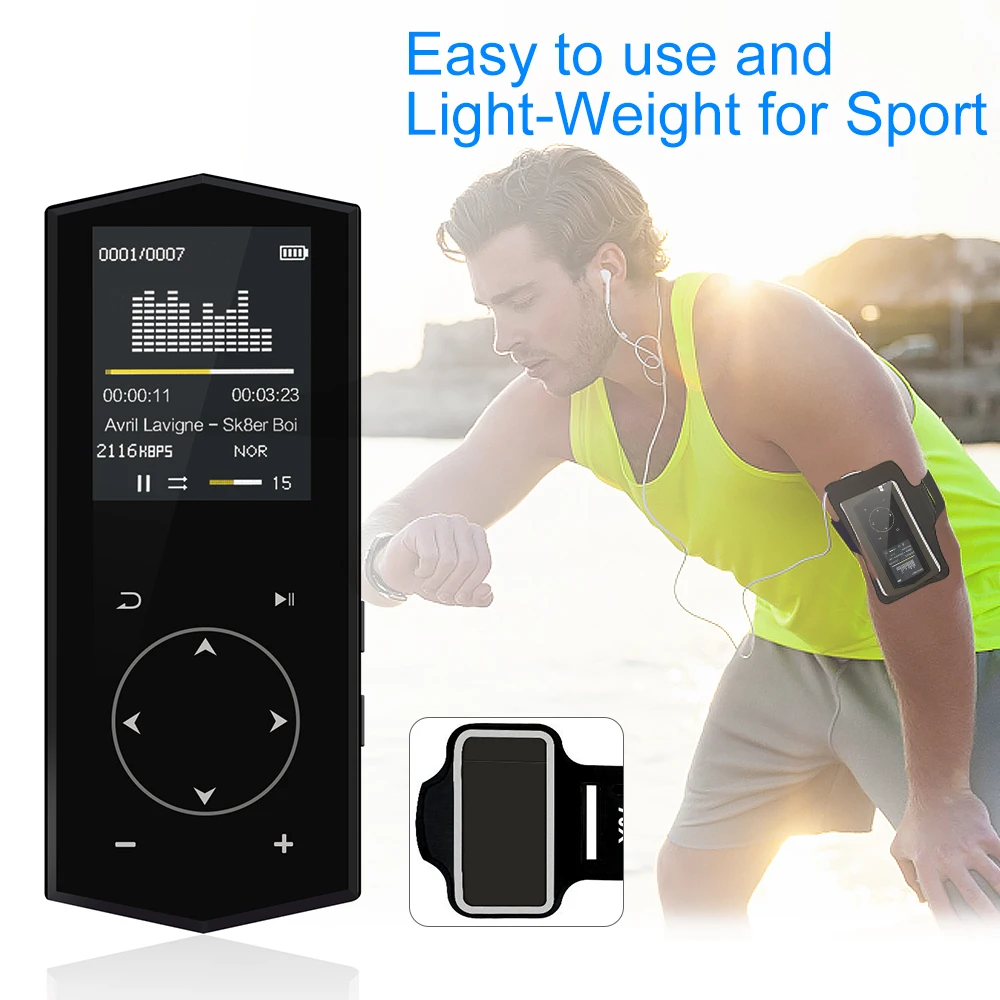 SAGO M1 Bluetooth 4.1 Touch Screen MP3 Player 1.8&quot Color Screen Lossless Sound with 16GB Storage Support FM/TF/Voice Recordi