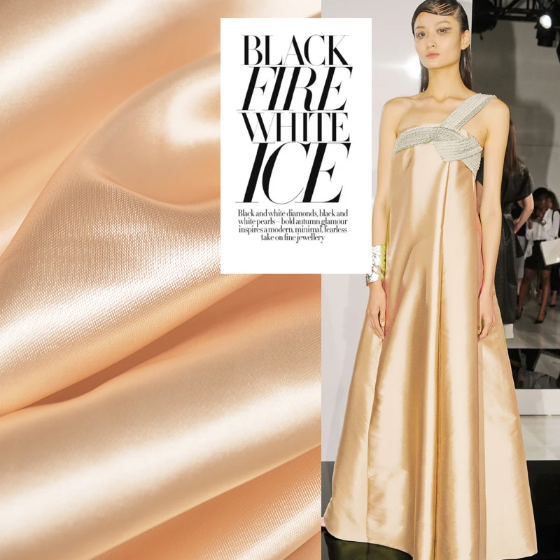 

Shiny satin dress fabric cotton fabric satin thin section with a sense of skeleton sense designer professional fabrics