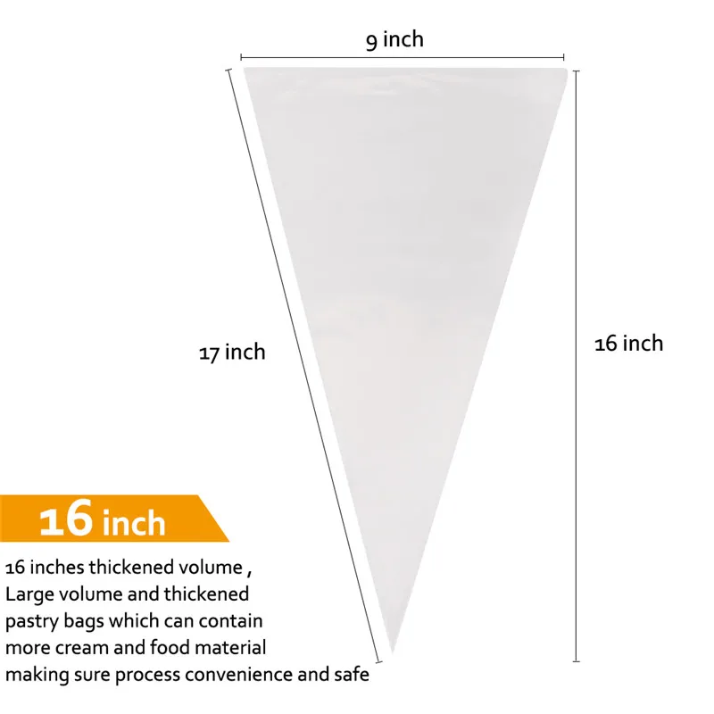 100 упаковка) 16 дюймов/40 см кондитерский мешок большой обледенительный трубопровод Одноразовые Инструменты для торта прозрачный наконечник резак для печенья комплект для печенья и муфты большой