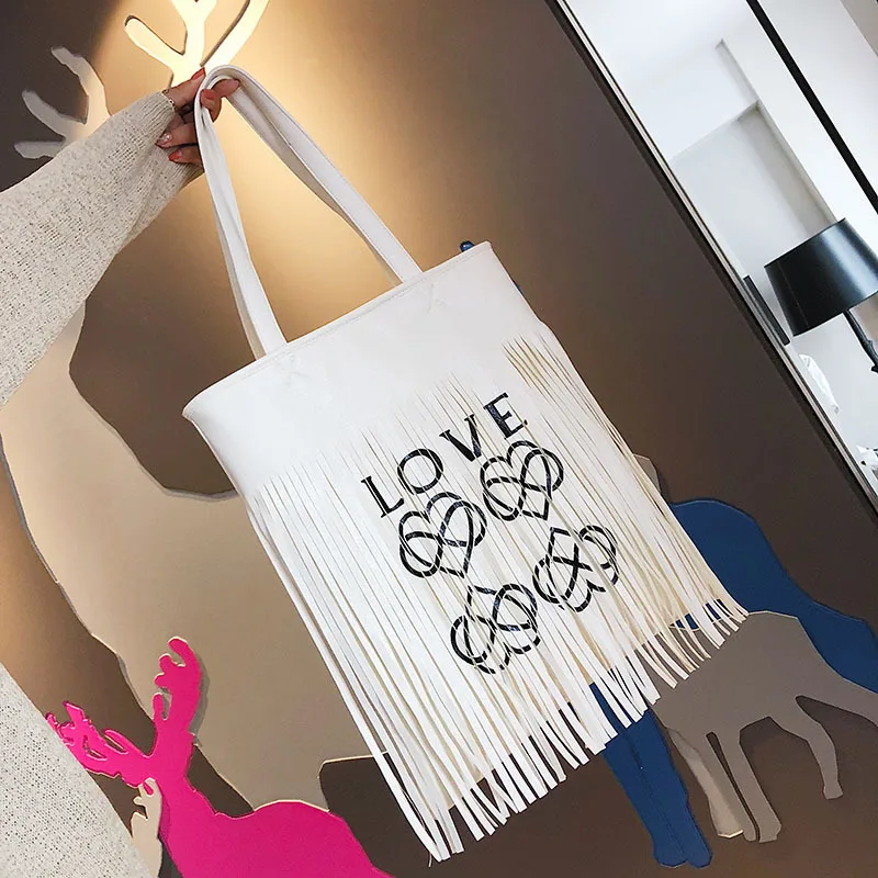 Nuovo Del Della white Bag Grande Sacchetto Di Modo Capienza Spalla Tote Fiammifero Tutto Nappa Il Borsa Black Lettera Femminile silver F1tnxxPq