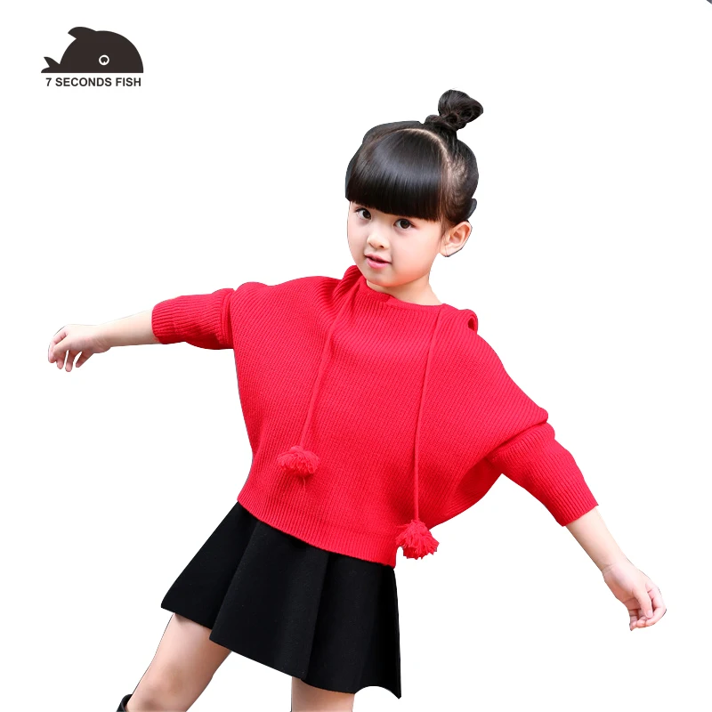 

girls sweaters 2018 kids sweaters yellow blue bat sleeve loose casual blouse pullover sweater girls clothes 3 6 8 10 14 years