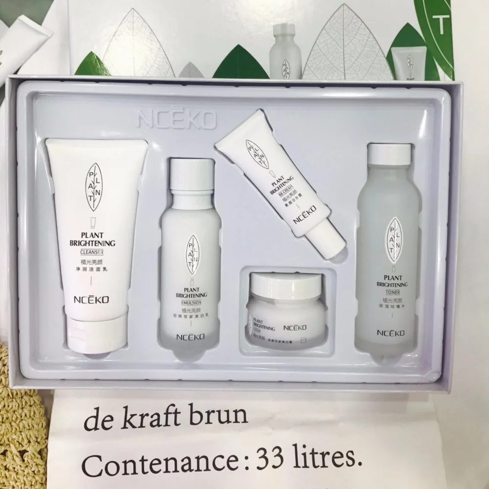 B6726 plant brightening 5in1 skin care set cleanser skin toner lotion