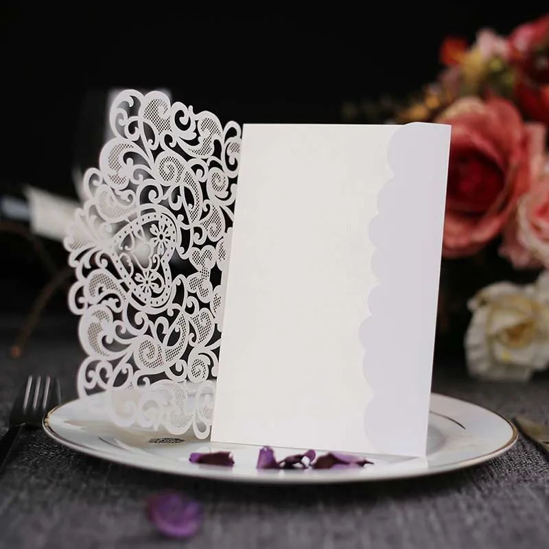  10 Pcs/Set New Wedding Invitation Card Hollow Laser Cut with Inner Paper Envelope Wedding Party Gue - 32963612573