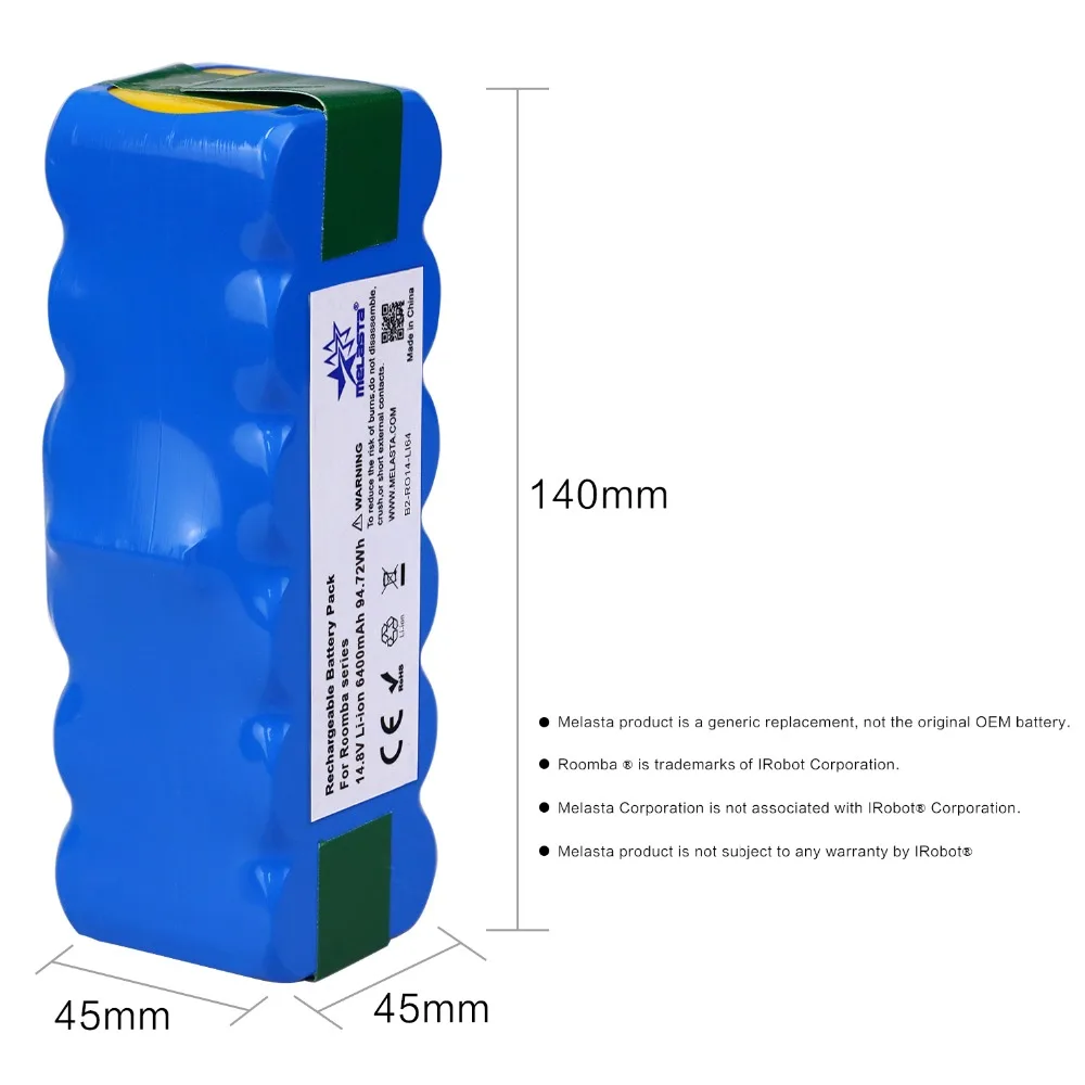 6.4Ah 14,8 V ионно-литиевая Батарея для iRobot Roomba 500 600 700 800 серии 510 530 550 560 580 620 630 650 760 770 780 790 870 880 R3