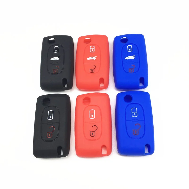 

3 Buttons Silicone Remote Key Cover Case For Peugeot 107 207 307 407 308 607 For Citroen C1 C2 C3 C4 C5 C6 C8