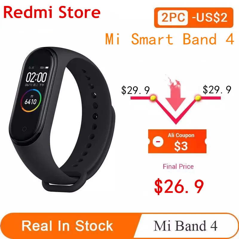 

Xiaomi Mi Band 4 Global Original Smart Band4 Wristband Fitness Bracelet Music Bracelet Bluetooth 5.0 AMOLED Color Touch Screen