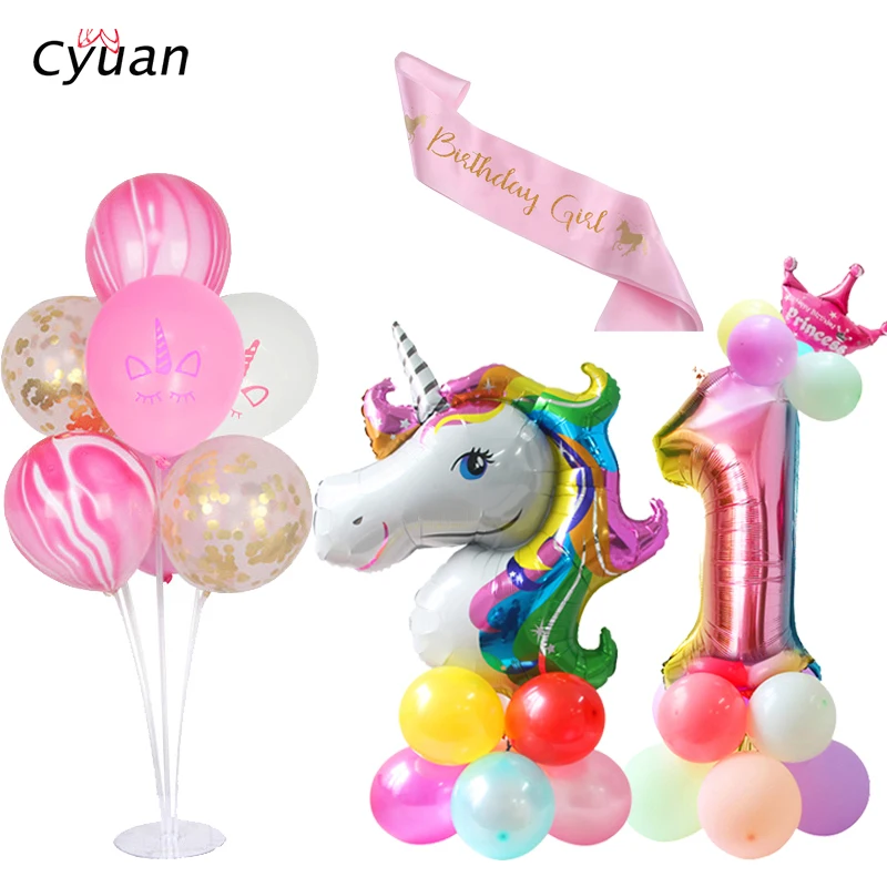 

Cyuan 7 Tubes Unicorn Birthday Balloons Holder Latex Balloons Stick Column Stand Kids Birthday Party Baby Shower Party Supplies