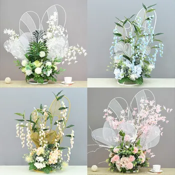 

Butterfly shape Display Flower Stand Road Lead Table Centerpieces Metal gold Stand Pillar for wedding event party decoration
